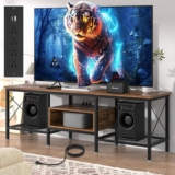 Mueble para TV de madera y metal con 3 niveles y entradas eléctricas baja a un excelente precio