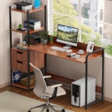 Escritorio para computadora de madera y metal con 2 cajones y 4 repisas baja a su menor precio