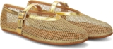 Zapatos flats balerinas para mujer de malla dorada bajan a un excelente precio