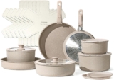 Oferta flash: batería de cocina de granito antiadherente con mango desmontable y aptas para lavavajillas