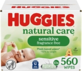 Toallitas húmedas Huggies Natural Care con 560 piezas baja a su menor precio