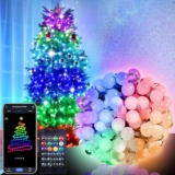 Juego de luces navideñas para decoración con largo de 20m, control remoto y también por app