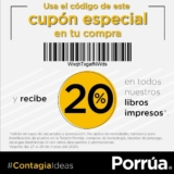 Cupón Purrúa de 20% de descuento en libros impresos