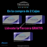 Compra 2 productos Freshlook y el tercero es gratos en tiendas participantes