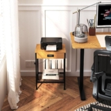 Mesa lateral auxiliar de madera y metal con estación de carga baja de precio