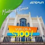 Aeromar: vuelo Monterrey-Torreón desde $100 + impuestos