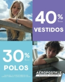 En Aeropostale 40% de descuento en vestidos y 30% de descuento en polos