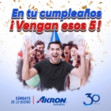 Promoción Gasolineras Akron Cumpleañeros: Carga 30 litros y recibe 5 litros gratis el día de tu cumpleaños