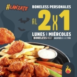 Las Alitas Boneless Night: 2×1 en boneless después de las 7pm
