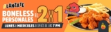 2×1 en boneless personales en Las Alitas de lunes a miércoles después de las 7:00 PM