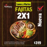 2×1 en fajitas en Applebees los lunes y martes (sucursales participantes)