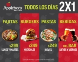 Promoción Applebees 2×1 en fajitas, burgers, pastas o bebidas de lunes a viernes