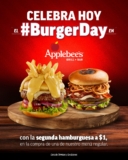 Promoción Applebees Día de la Hamburguesa: Segunda hamburguesa a $1 peso
