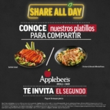 Promo Applebee’s Share All Day: 2×1 en platillos seleccionados en sucursales participantes