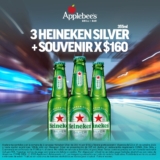 Promoción Applebee’s Formula 1: 3 cervezas Heineken Silver + souvernir por $160