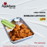 Promoción Applebees lunes y martes boneless ilimitados por $219
