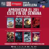 2×1 en Auto Cinema Cinemex Open Air Arena CDMX los fines de semana