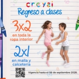 Regreso a clases 2026 Baby Creysi: 3×2 en ropa interior y 2×1 en malla y calcetería