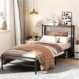 Base de cama de metal con cabecera incluida baja a su menor precio