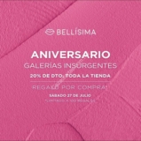 Aniversario Bellísima Galerías Insurgentes: Regalo para las 100 primeras y 20% de descuento en toda la tienda