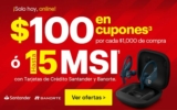 En Best Buy $100 en cupones por cada $1,000 de compra o 15 MSI pagando con Banorte y Santander