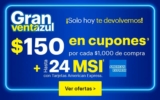 Best Buy Venta Azul 30 de abril: $150 en cupones por cada $1,000 de compra + 24 MSI con American Express