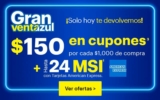 Best Buy Venta Azul 30 de abril: $150 en cupones por cada $1,000 de compra + 24 MSI con American Express