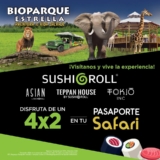 Promoción Bioparque Estrella Sushi Roll de 4×2 en pasaporte safari