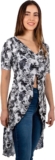 Remate en Blusa larga para mujer Ay Güey! estampado Frida Kahlo con flores baja a un excelente precio