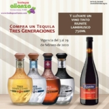 Promoción de San Valentín Bodegas Alianza: vino Lambrusco Riunite Gratis en la compra de un tequila 3 Generaciones