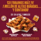 2×1 en alitas y boneless en el Aniversario de Buffalo Wild Wings