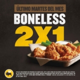 2×1 en boneless el último martes del mes en Buffalo Wild Wings