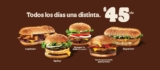 En Burger King todos los días una hamburguesa distinta por $45 c/u (+$35 en combo)