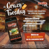 Crazy Tuesday en Burger Bar Joint: 15% de descuento con cupón de la app los martes