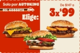Cupón Burger King 3 hamburguesas por $99