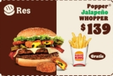 Cupón Burger King: papas o helado Gratis con la nueva Whopper Jalapeño Popper