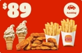 Cupón Burger King de 10 nuggets + 2 papas + 2 conos por $89