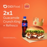En Burger King 2×1 en Guacamole Crunch King + refresco al pedir por Didi Food esta semana
