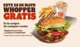 Promo Burger King Día de la Hamburguesa: Whopper GRATIS en la compra de un combo