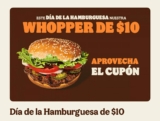 Cupón Burger King Día de la Hamburguesa 2021: Whopper a $10 pesos