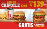 Cupón Burger King de hamburguesa Chipotle Crispy King GRATIS en la compra de un combo Chipotle King