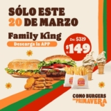 Cupón App Burger King: Paquete Family King de $319 a sólo $149 hoy 20 de marzo