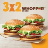 Cupón Burger King de 3×2 en Whopper, aros de cebolla y conos de helado