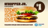 Promo Burger King Mercado Pago: hamburguesa Whopper Jr. a $1 peso