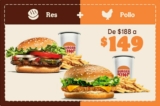 Cupón Burger King de 2 combos por $149