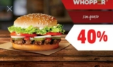 Cupón Burger King de 40% de descuento en Whopper sin queso