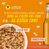 Promoción California Pizza Kitchen Fiesta de Cine: Pizzas a $99 y cubeta de cerveza a $150