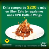 Promoción California Pizza Kitchen de Buffalo Wings Gratis en pedidos por Uber Eats