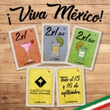 Promoción California Pizza Kitchen Fiestas Patrias: 2×1 en Margaritas y shots de Mezcal o Tequila
