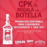 En California Pizza Kitchen llévate botella de regalo en consumo mínimo de $999